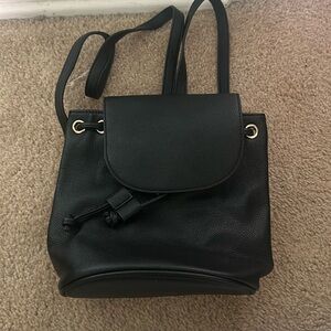 Black leather backpack